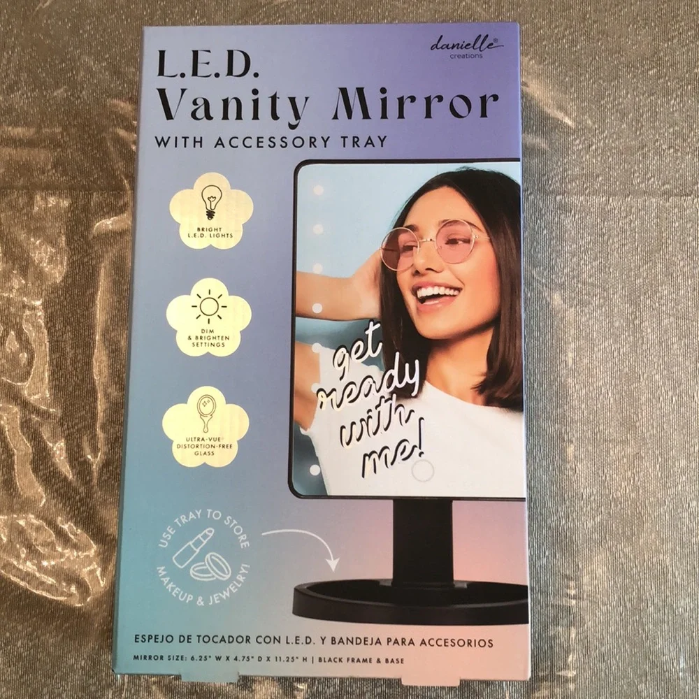 DANIELLE CREATIONS, L.E.D Vanity Mirror with Accessory Tray